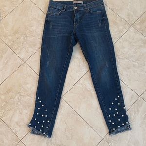 Zara pearl embellished jeans